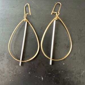 Teardrop Gold and Silver Combination Earrings